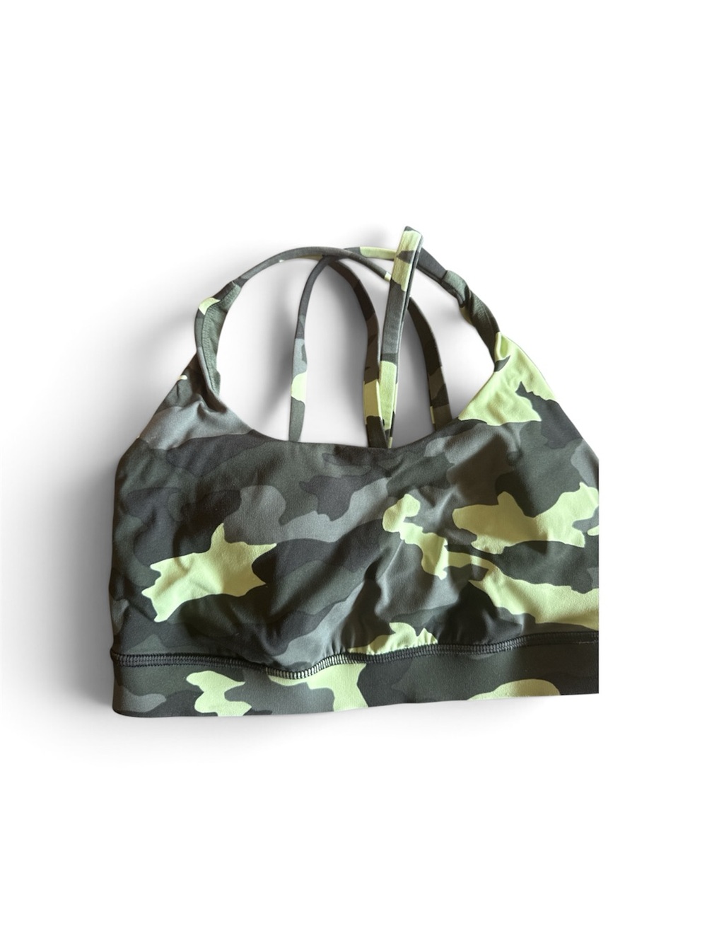 lululemon athletica Camo Green Strappy Swim Bikini Top
